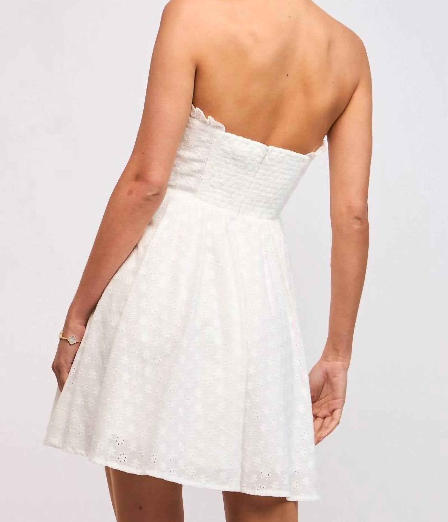 Sky To Moon - Women's Strapless Corset Eyelet Dress