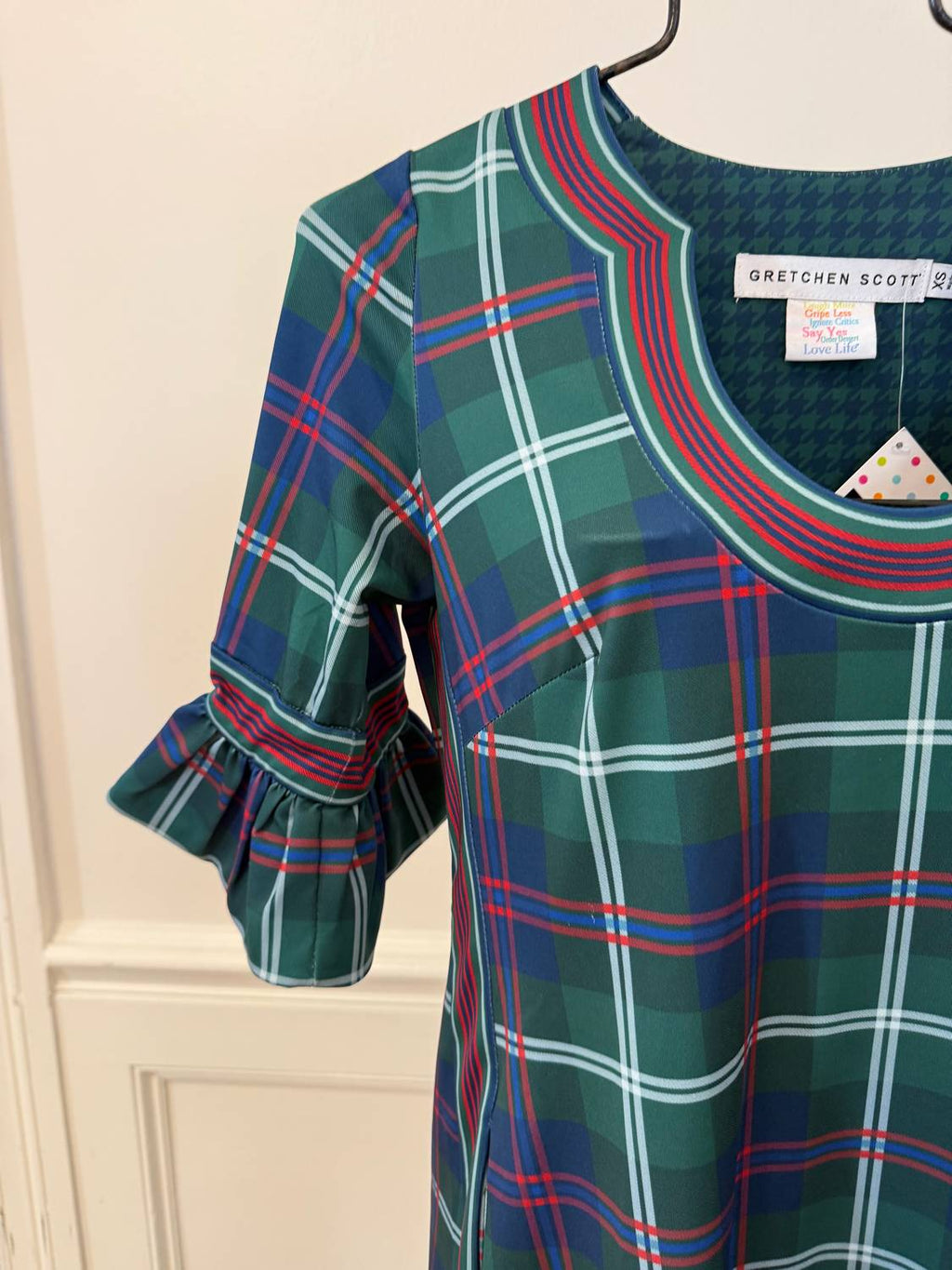 Gretchen Scott - Three-quarter Sleeve Plaid Mini Dress