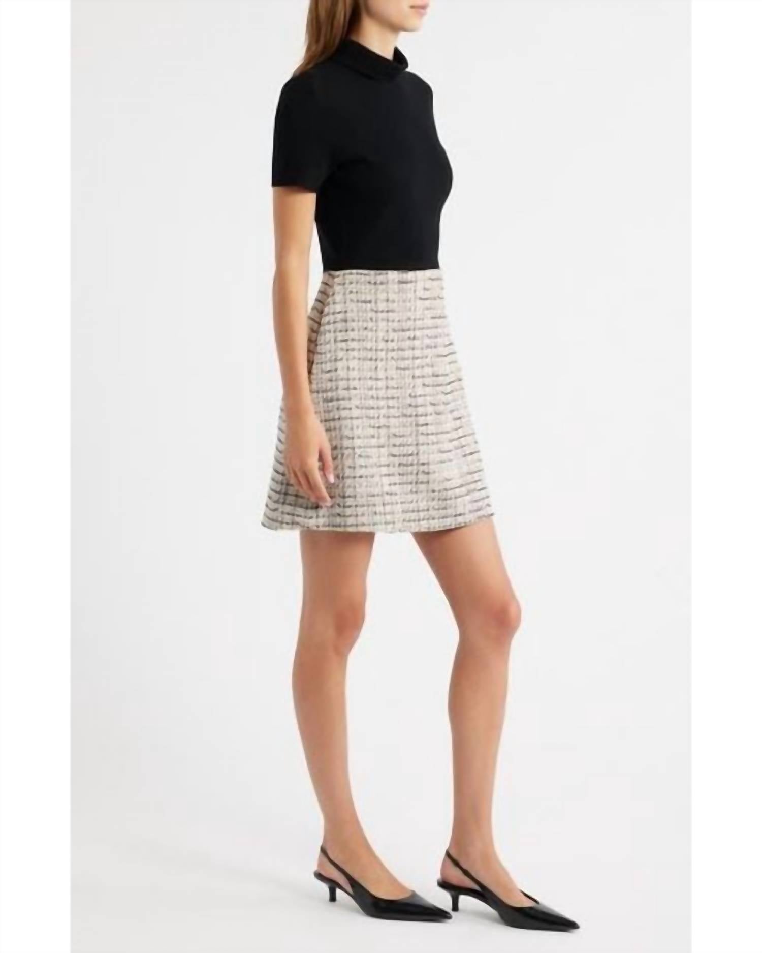 Theory - Short-sleeve Combo Mini Dress
