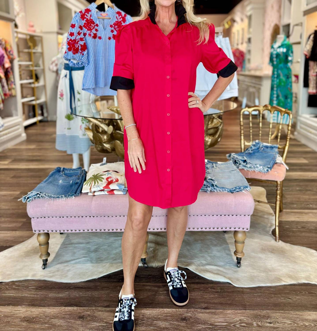 Adrienne - Ruffle Collar Shirt Dress