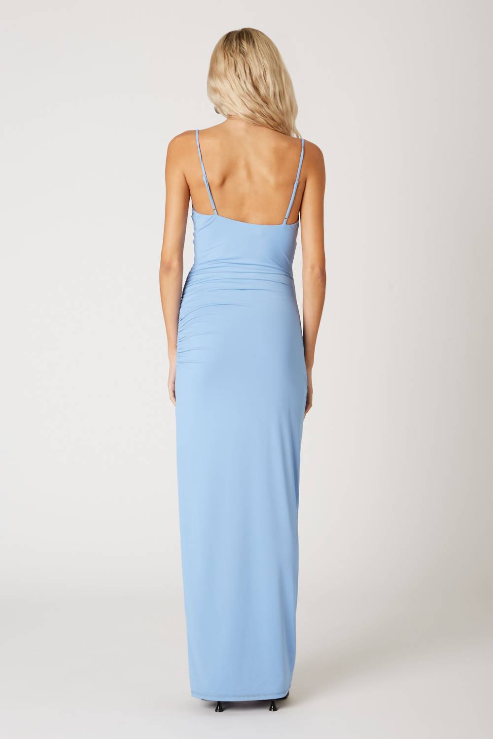 Cotton Candy La - Alina Draped Jersey Maxi Slit Party Dress