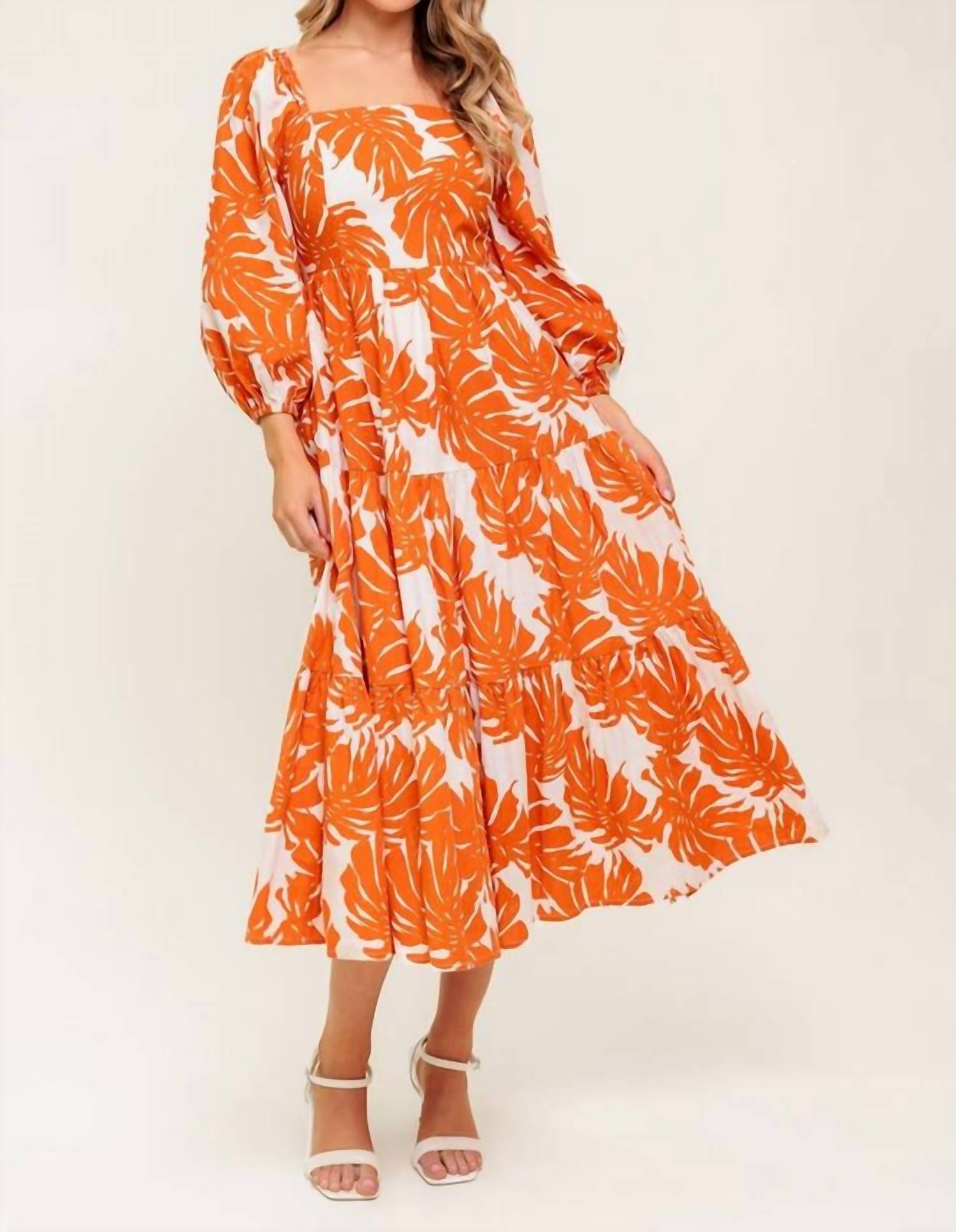 Flying Tomato - printed woven midi dress