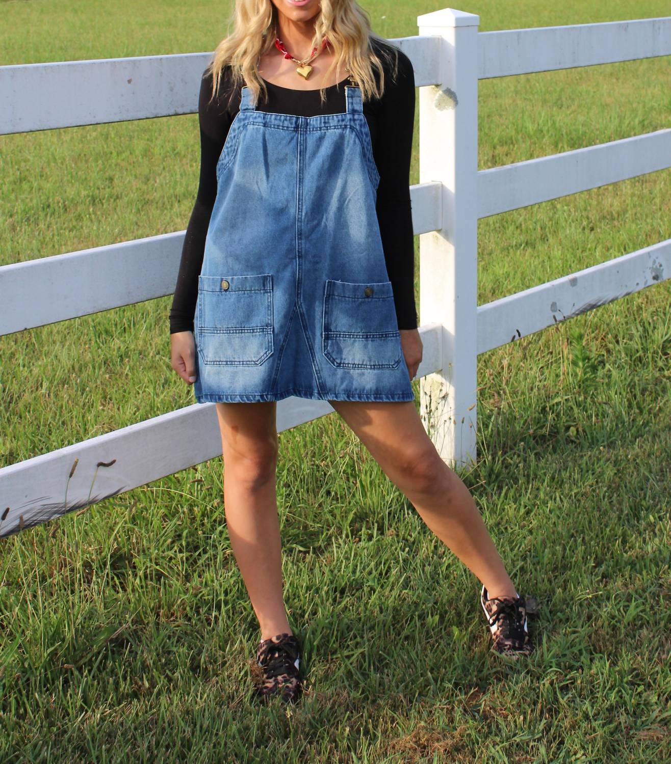 Sweetkama - Backroad Denim Overall Mini Dress