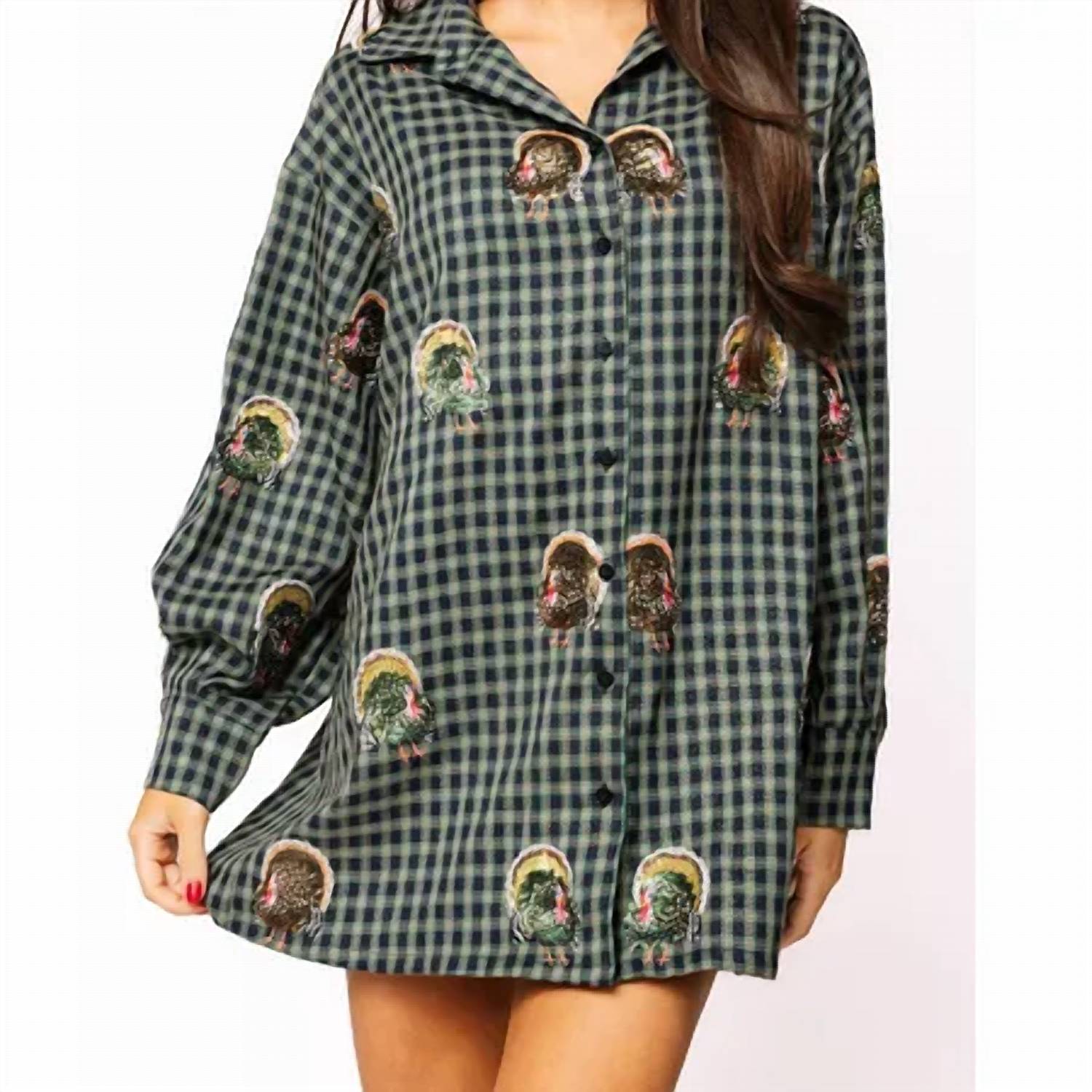 Queen Of Sparkles - Scattered Turkey Button Up Dress