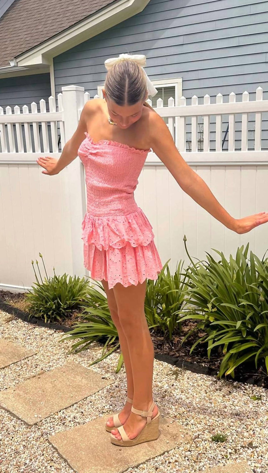 Baby Pink - Summer Lovin' Eyelet Mini Dress