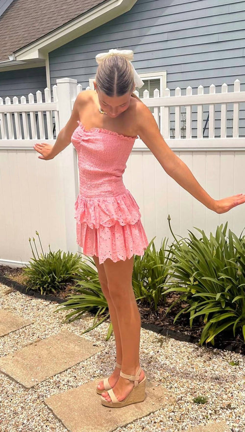 Baby Pink - Summer Lovin' Eyelet Mini Dress