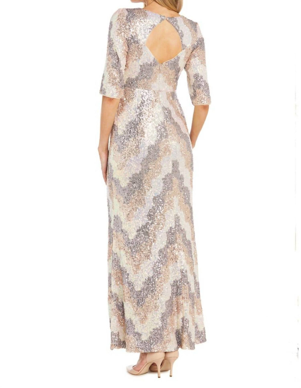 R&M Richards - Chevron Sequin Gown