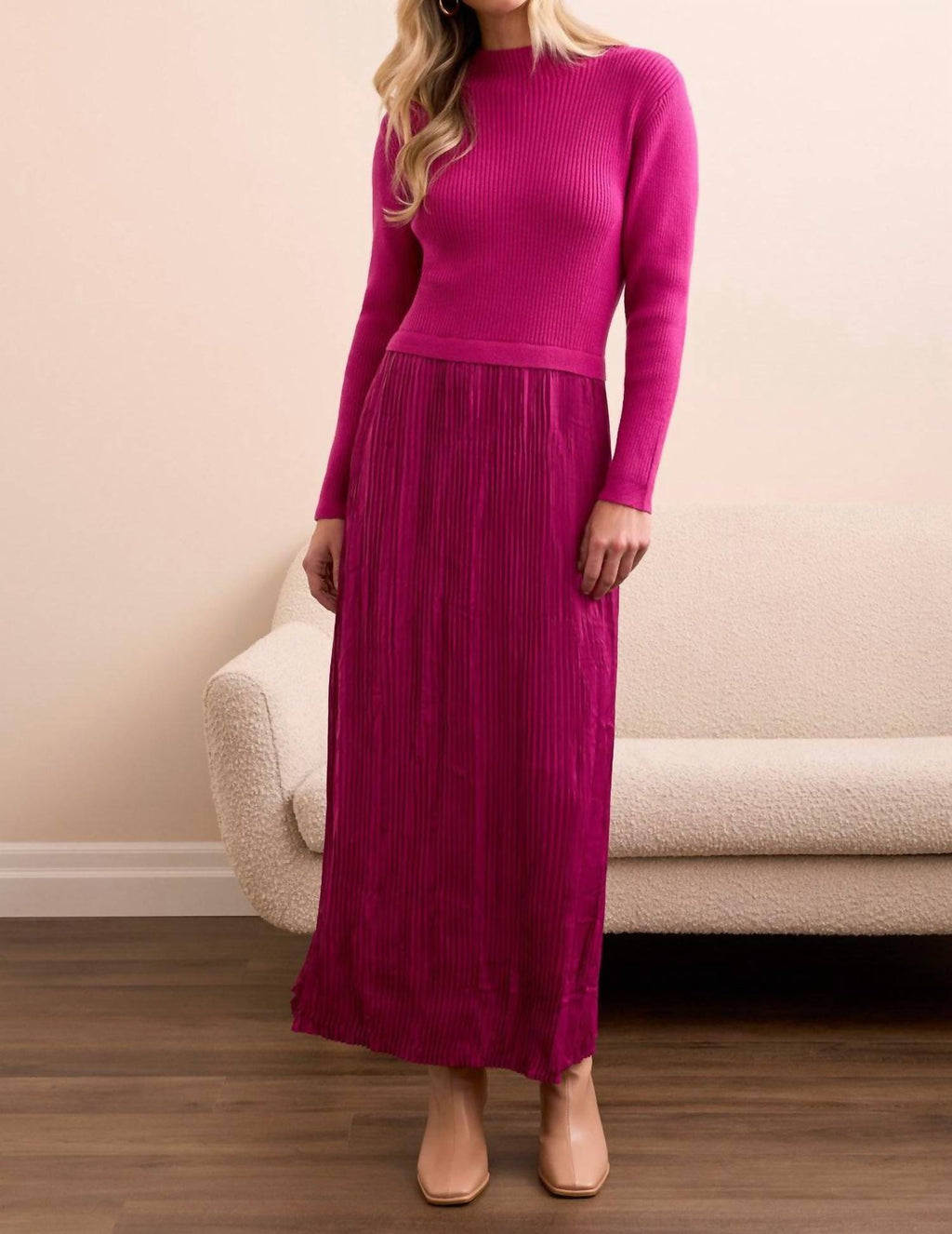 Tribal - Lined Long-sleeve Twofer Maxi Dress