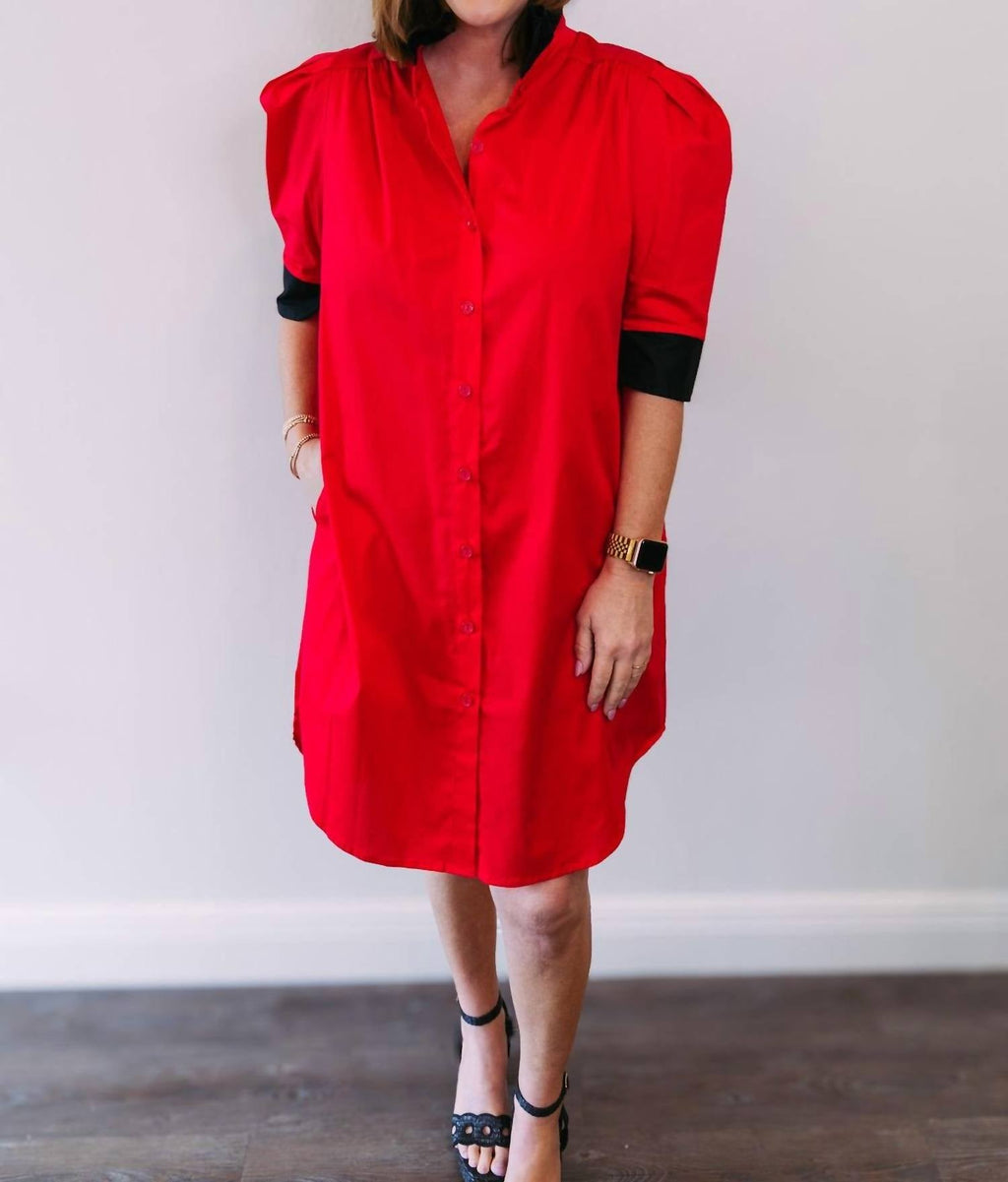 Adrienne - Ruffle Collar Shirt Dress