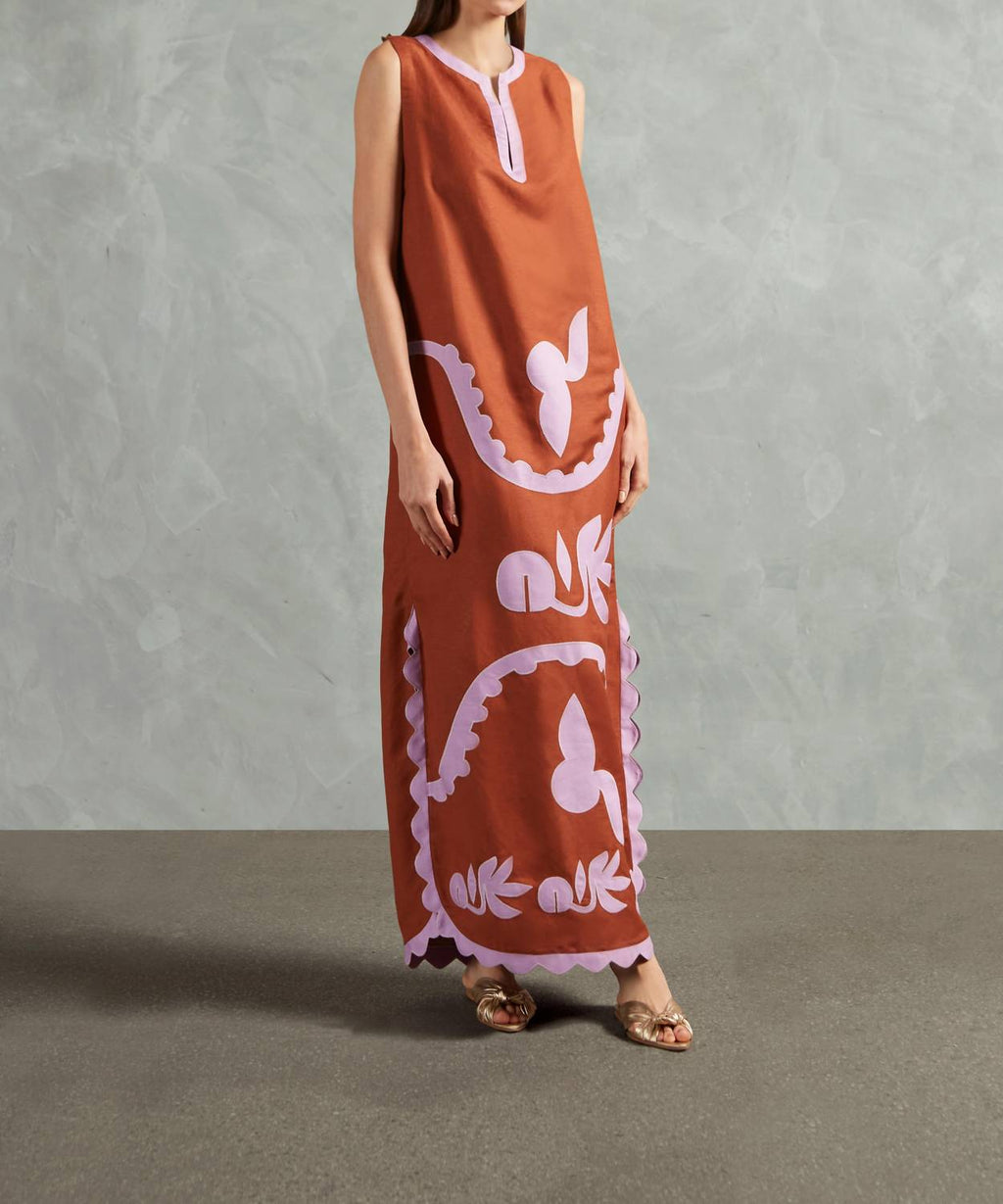 Adriana Degreas - Appliqu¨¦ Sleeveless Tunic Maxi Dress