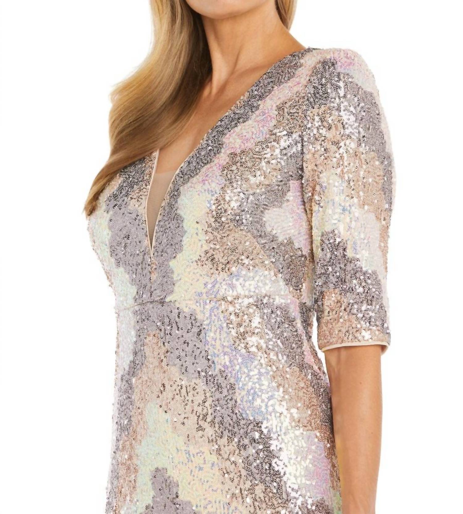 R&M Richards - Chevron Sequin Gown