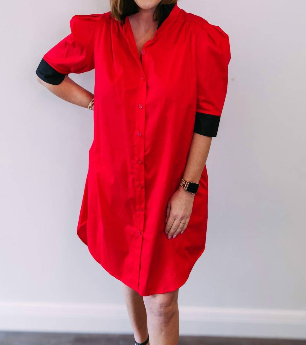Adrienne - Ruffle Collar Shirt Dress