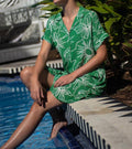 Tribal - Printed Oversized Short Sleeve Shirt Mini Dress