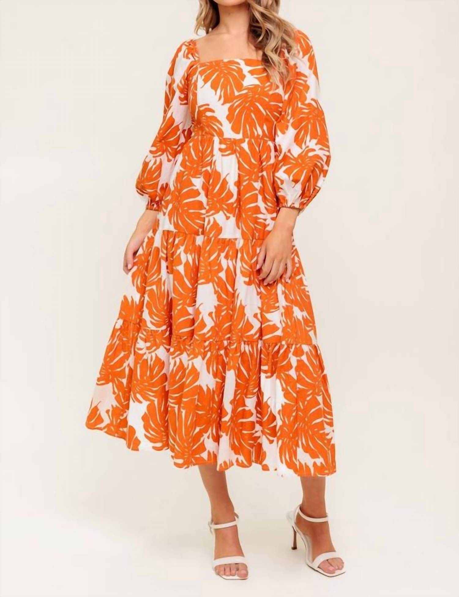 Flying Tomato - printed woven midi dress